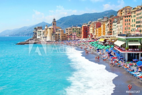 Picture of Italy Camogli Liguria beach landscape mediterranean sea